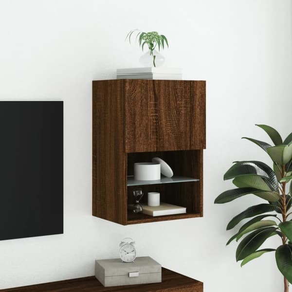 Tv-skåp med LED-belysning brun ek 40,5x30x60 cm