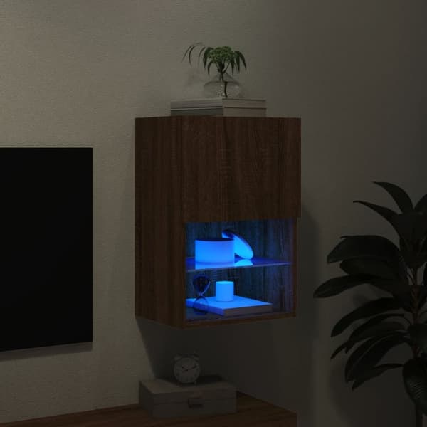 Tv-skåp med LED-belysning brun ek 40,5x30x60 cm