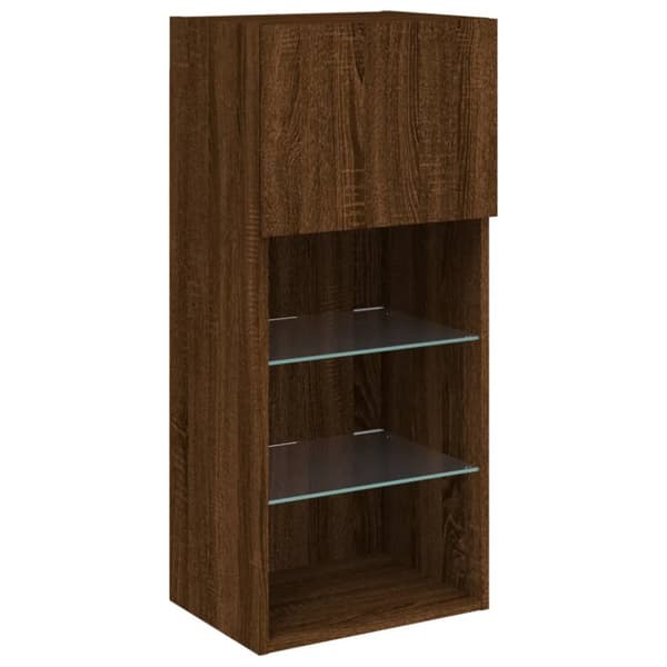 Tv-bänk med LED-belysning brun ek 40,5x30x90 cm