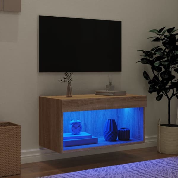TV-bänk med LED-belysning sonoma-ek 60x30x30 cm