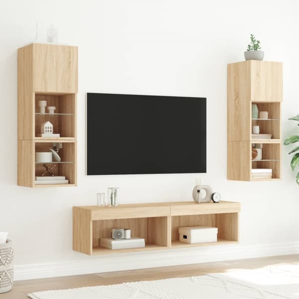 TV-bänk med LED-belysning sonoma-ek 60x30x30 cm