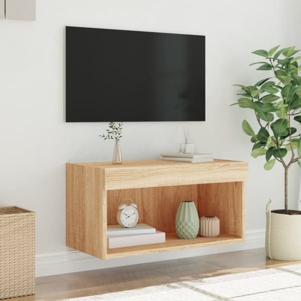 TV-bänk med LED-belysning sonoma-ek 60x30x30 cm