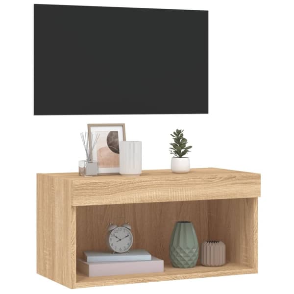 TV-bänk med LED-belysning sonoma-ek 60x30x30 cm