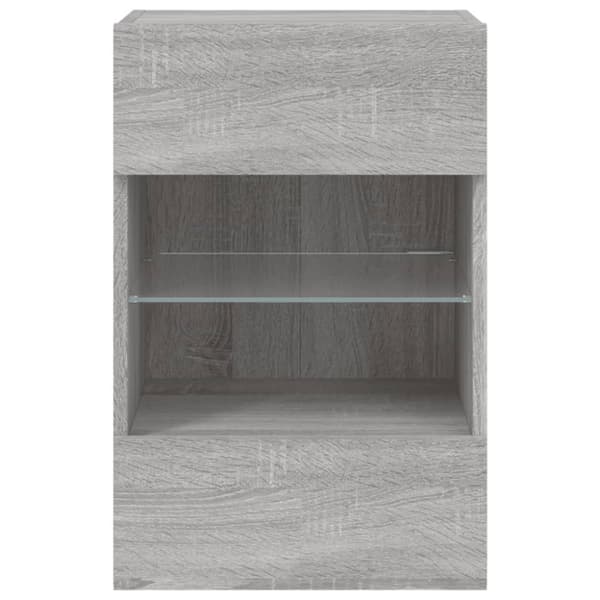 væghængt tv-bord m. LED-lys 40x30x60,5 cm grå sonoma-eg