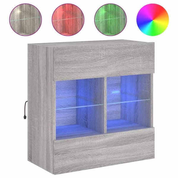 Väggmonterad tv-bänk LED grå sonoma 58,5x30x60,5 cm