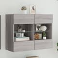 Miniatyrbild 1 av 10: Väggmonterad tv-bänk LED grå sonoma 78,5x30x60,5 cm