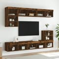 Miniatyrbild 3 av 10: Tv-bänk med LED-belysning 2 st rökfärgad ek 80x30x30 cm