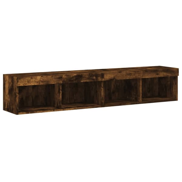 Tv-bänk med LED-belysning 2 st rökfärgad ek 80x30x30 cm