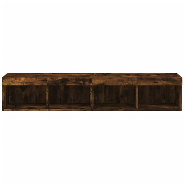 Tv-bänk med LED-belysning 2 st rökfärgad ek 80x30x30 cm