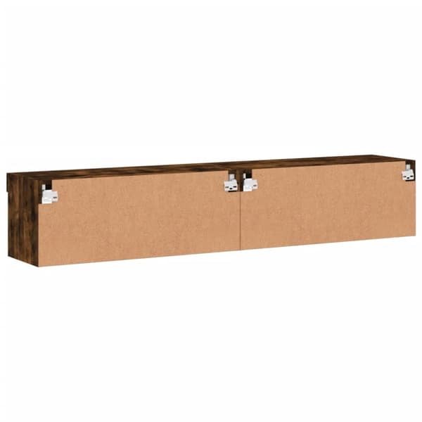 Tv-bänk med LED-belysning 2 st rökfärgad ek 80x30x30 cm