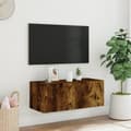 Pikkukuva 4 / 10: TV-seinäkaappi LED-valoilla savutammi 80x35x31 cm