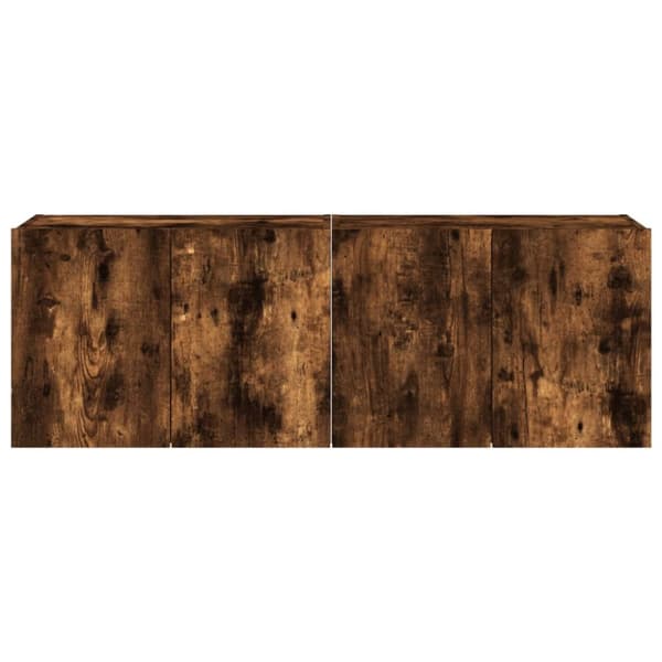 Väggmonterad tv-bänk LED 2 st rökfärgad ek 60x35x41 cm