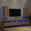 Miniatyrbillede 3 af 10: væghængte tv-borde 2 stk. med LED-lys 30,5x35x70 cm sonoma-eg