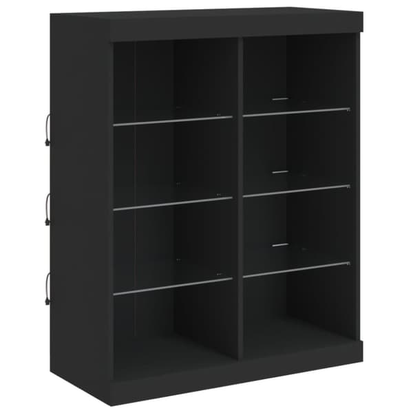 skænk med LED-lys 81x37x100 cm sort