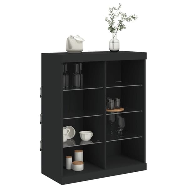 skænk med LED-lys 81x37x100 cm sort