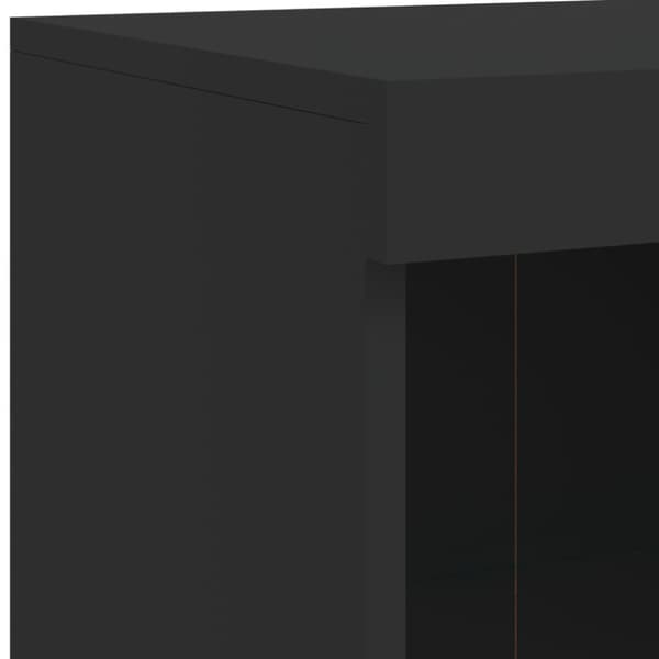 skænk med LED-lys 81x37x100 cm sort