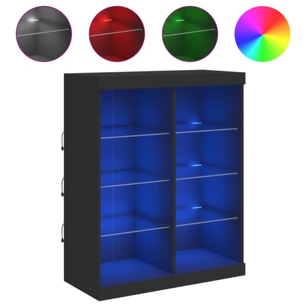 skænk med LED-lys 81x37x100 cm sort