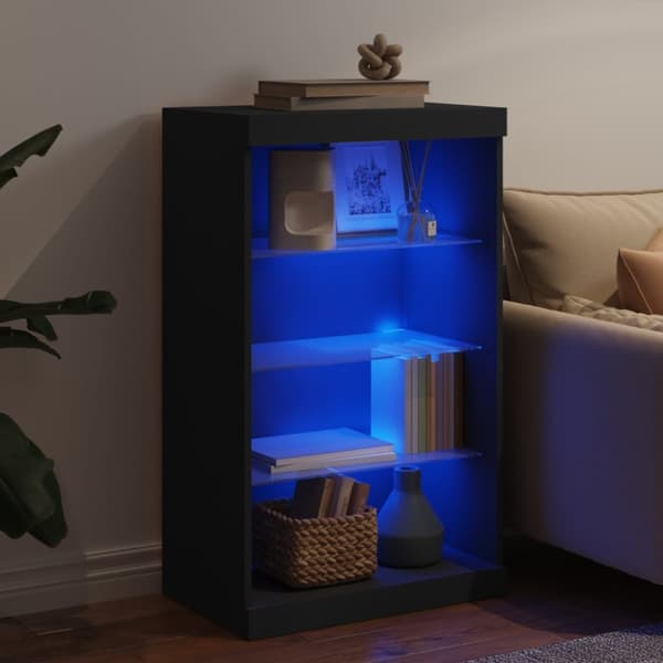 Skänk med LED-belysning svart 60,5x37x100 cm