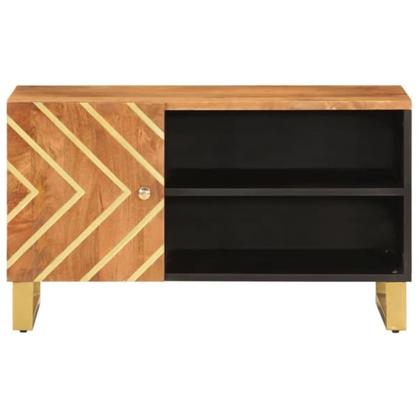 tv-bord 80x31,5x46 cm massivt mangotræ brun og sort