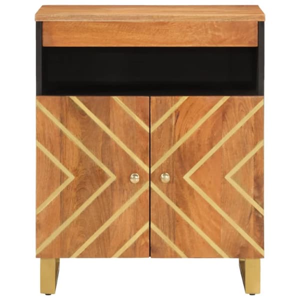 skænk 60x33,5x75 cm massivt mangotræ brun og sort