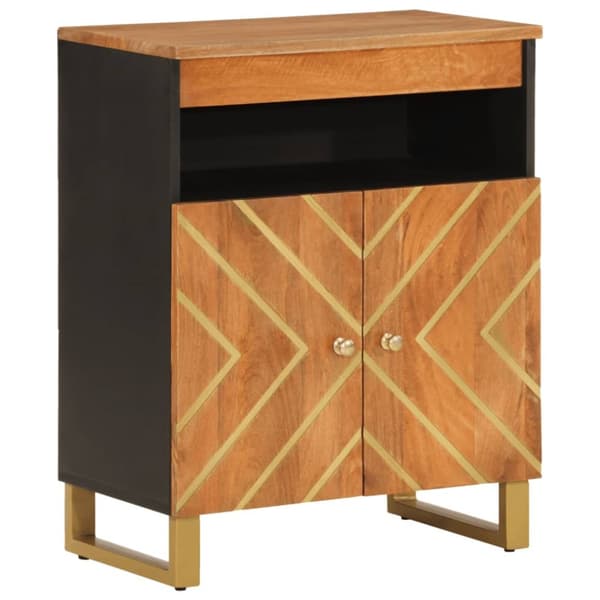 skænk 60x33,5x75 cm massivt mangotræ brun og sort