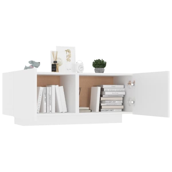 Tv-bänk vit 100x35x40 cm konstruerat trä