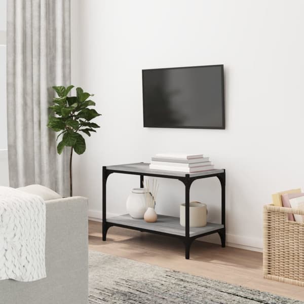 Tv-bänk grå sonoma 60x33x41 cm konstruerat trä och stål