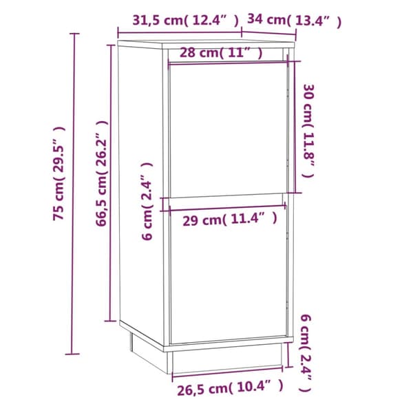 skænke 2 stk. 31,5x34x75 cm massivt fyrretræ hvid