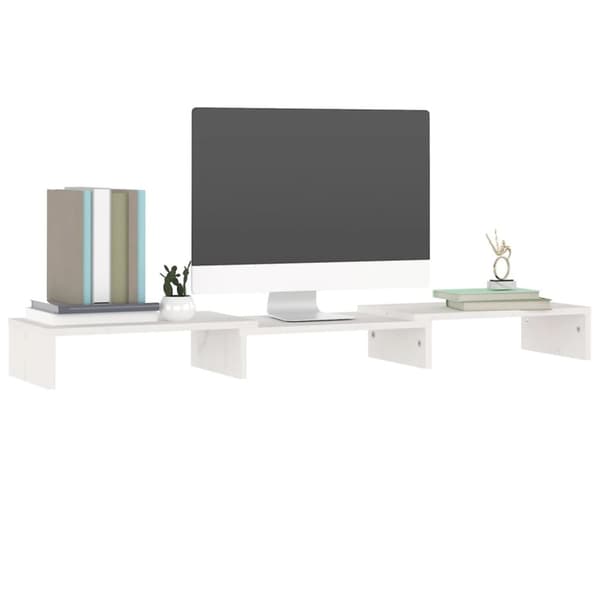 Skärmställ vit 80x24x10,5 cm massiv furu