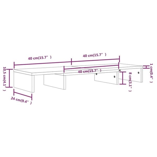 Skärmställ vit 80x24x10,5 cm massiv furu