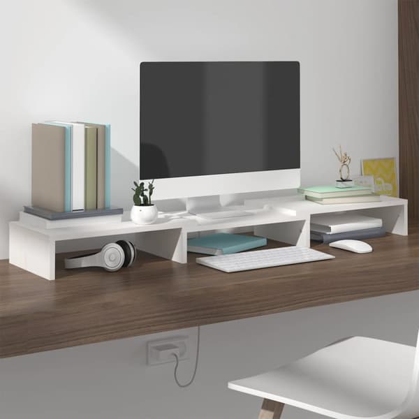 Skärmställ vit 80x24x10,5 cm massiv furu