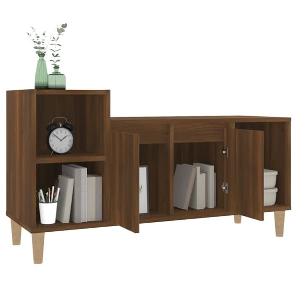 tv-bord 100x35x55 cm konstrueret træ brun egetræsfarve