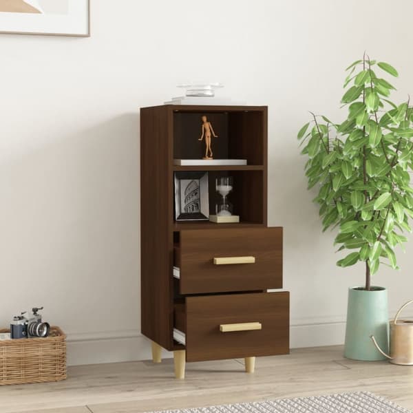skænk 34,5x34x90 cm konstrueret træ brun egetræsfarve