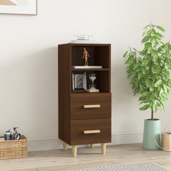 skænk 34,5x34x90 cm konstrueret træ brun egetræsfarve