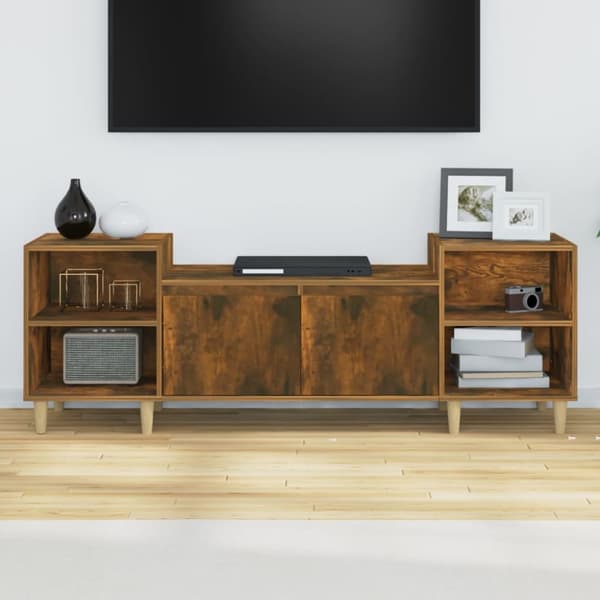 tv-bord 160x35x55 cm konstrueret træ røget egetræsfarve