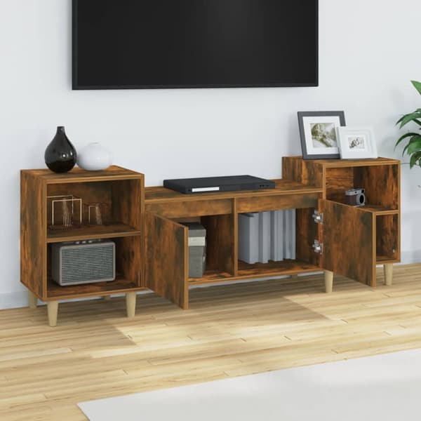 tv-bord 160x35x55 cm konstrueret træ røget egetræsfarve