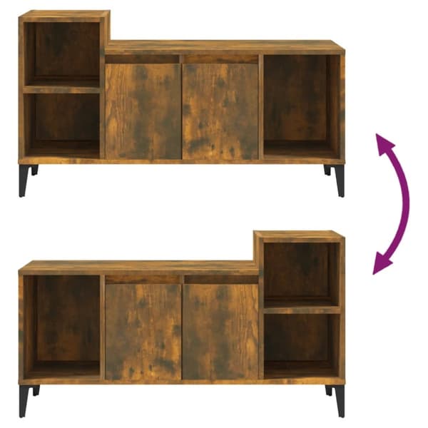 Tv-bänk rökfärgad ek 100x35x55 cm konstruerat trä