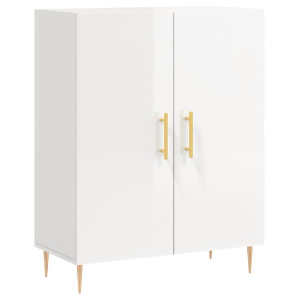 skænk 69,5x34x90 cm konstrueret træ hvid højglans