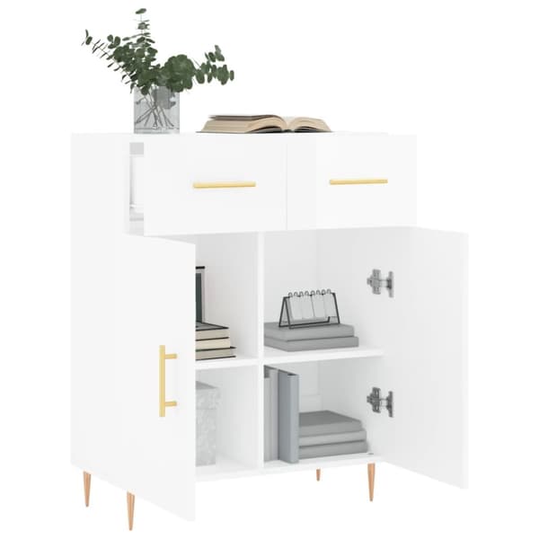 skænk 69,5x34x90 cm konstrueret træ hvid højglans