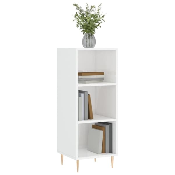 skænk 34,5x32,5x90 cm konstrueret træ hvid højglans