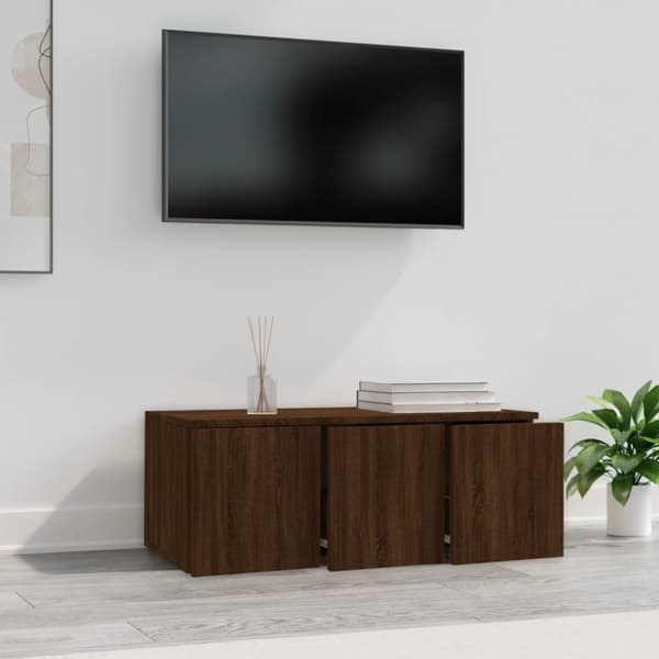 Tv-bänk brun ek 80x34x30 cm konstruerat trä