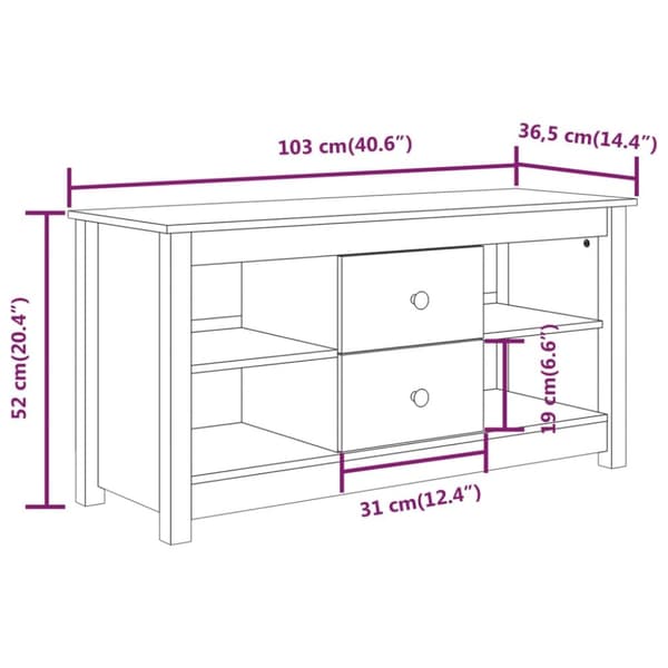 Tv-bänk svart 103x36,5x52 cm massiv furu