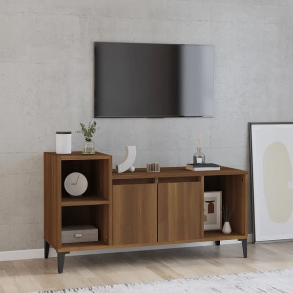 TV-taso ruskea tammi 100x35x55 cm tekninen puu