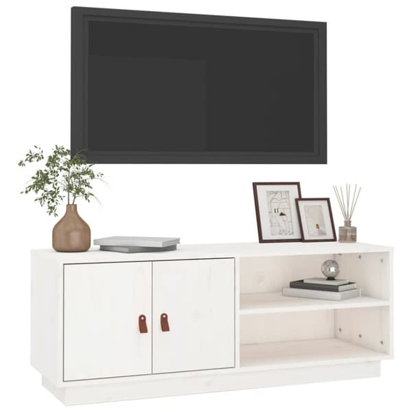 tv-bord 105x34x40 cm massivt fyrretræ hvid