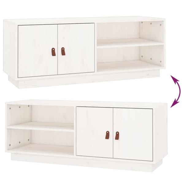 tv-bord 105x34x40 cm massivt fyrretræ hvid