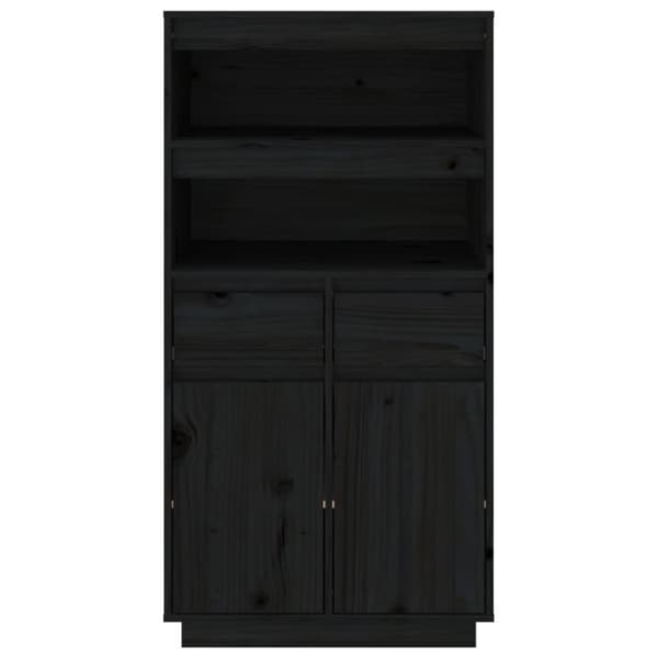 højskab 60x40x116,5 cm massivt fyrretræ sort