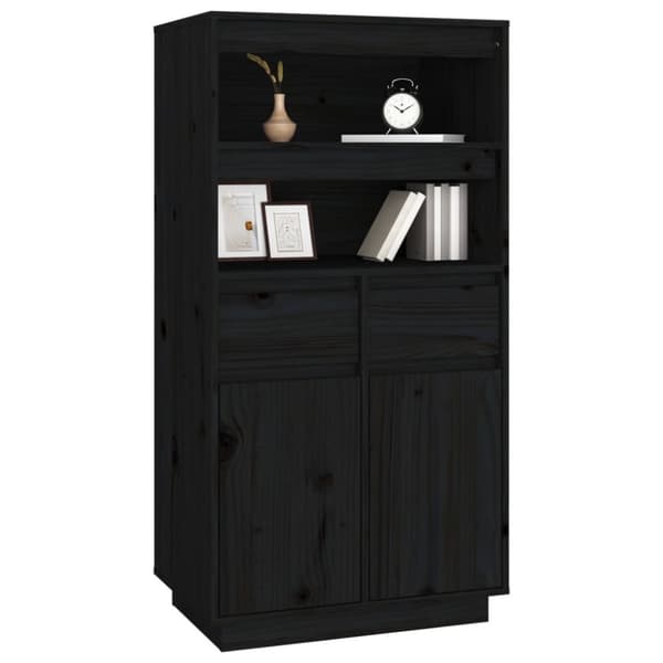 højskab 60x40x116,5 cm massivt fyrretræ sort