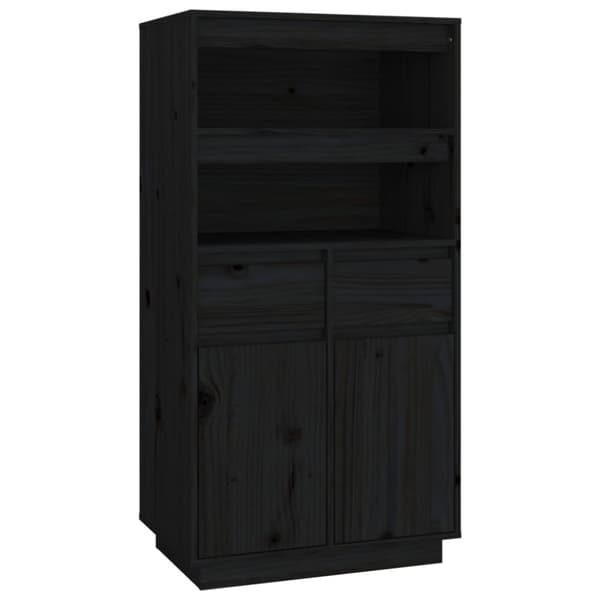 højskab 60x40x116,5 cm massivt fyrretræ sort