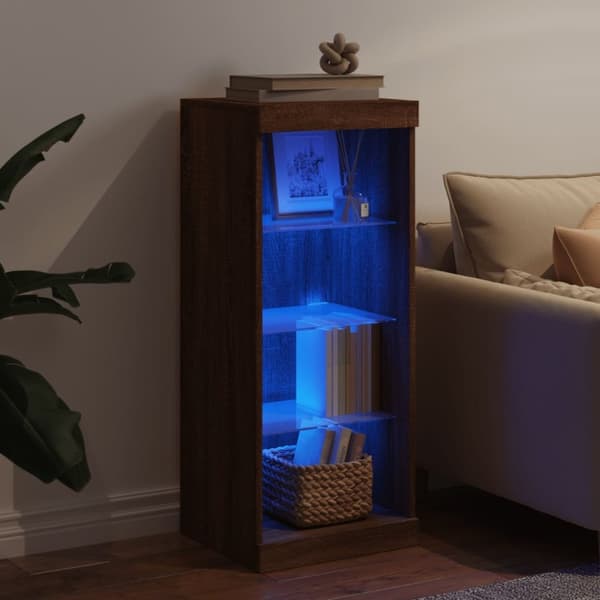 Senkki LED-valoilla ruskea tammi 41x37x100 cm