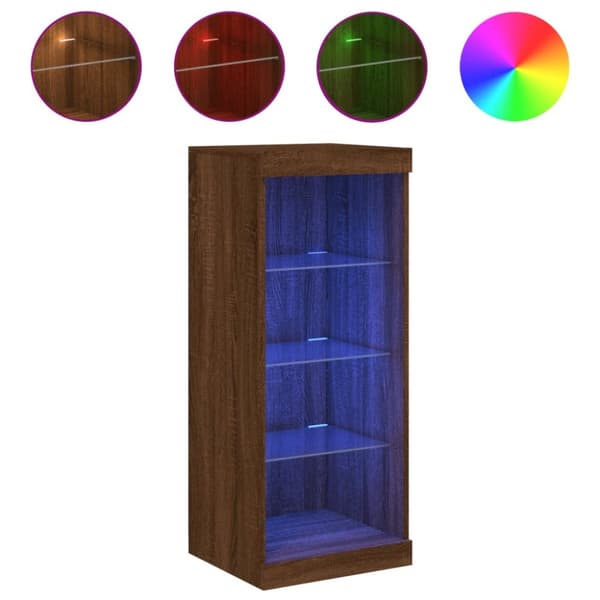 Senkki LED-valoilla ruskea tammi 41x37x100 cm